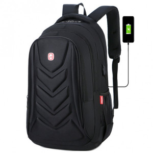 Мъжка раница Jason GT1478, многофункционална, за лаптоп, с USB порт, черна - Img 5