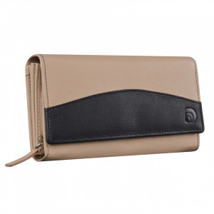 Дамски портфейл Delis, Bluma PT1220, естествена кожа, крем/черно - Img 3
