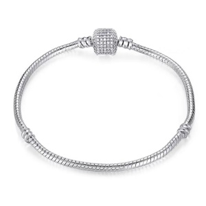 Гривна за талисмани/халки, сребро 925, JW1136, класически модел с камъни, с родиево покритие - Img 1