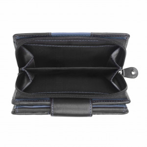 Дамски портфейл Delis, Blanca PT1187, естествена кожа, черен/син - Img 4