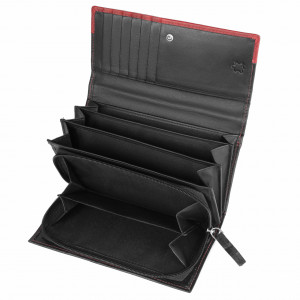 Дамски портфейл Delis, Bluma PT1189, естествена кожа, черен/червен - Img 4
