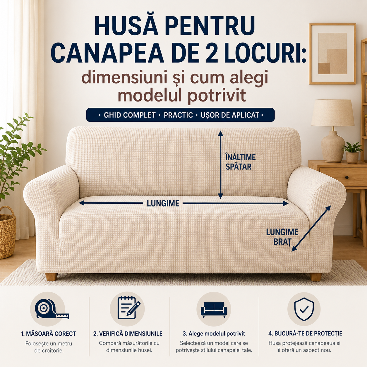 Husă pentru canapea de 2 locuri: dimensiuni și cum alegi modelul potrivit