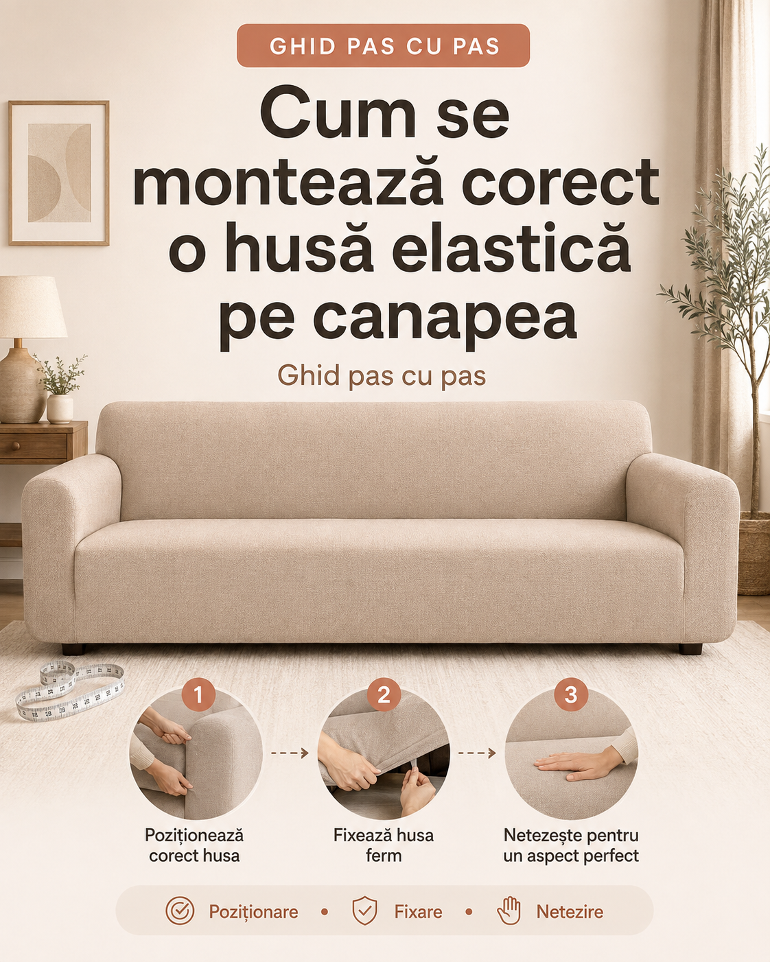 Cum se montează corect o husă elastică pe canapea: ghid pas cu pas