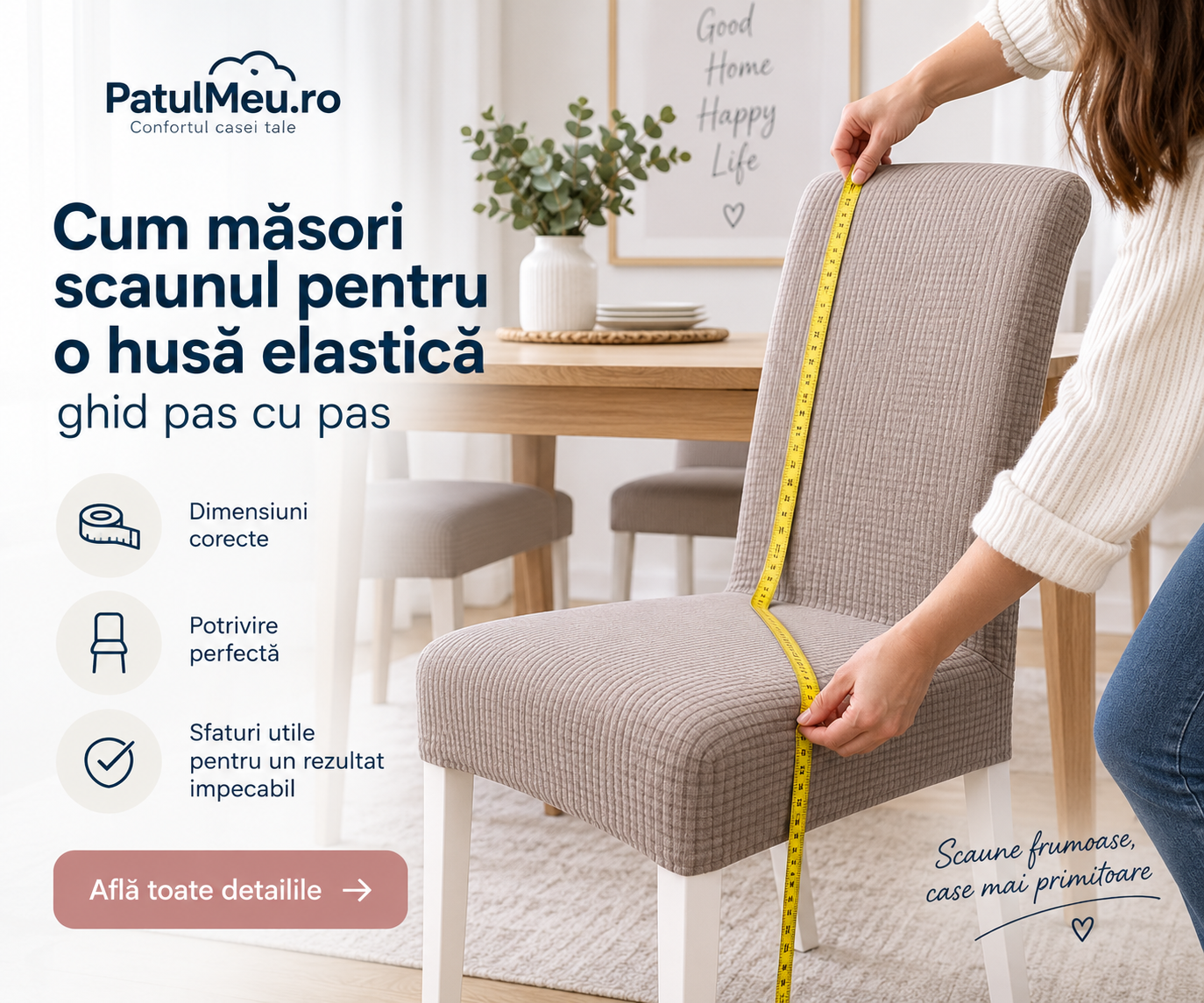 Cum măsori scaunul pentru o husă elastică: ghid pas cu pas