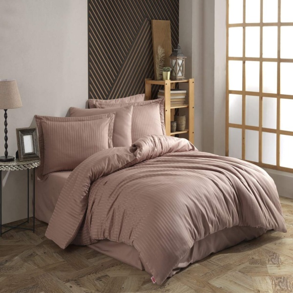 Луксозно спално бельо от Памучен сатен Deluxe, за двойно легло, Hobby Home, 6 части, HBS-25