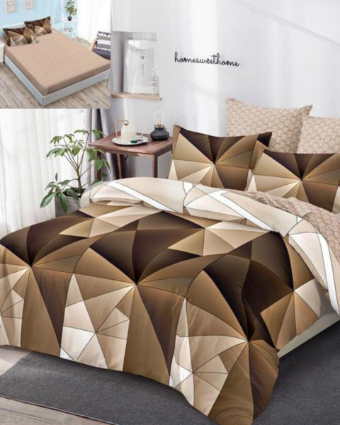 lenjerie de pat cu elastic culoare maro