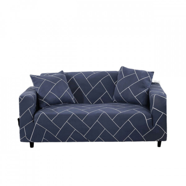 Husa elastica moderna pentru canapea 2 locuri + 1 față de perna CADOU, cu brate, bleumarin, HES2-35