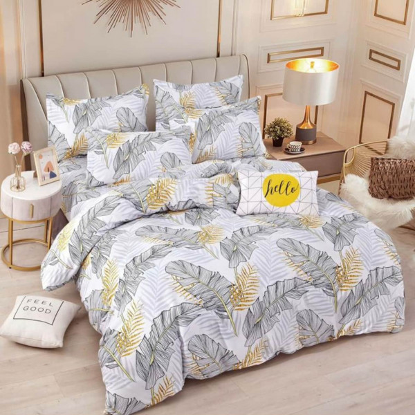 Lenjerie de pat 1 persoana, bumbac finet, alb / gri, 4 piese, Jo-Jo Home, FNJ1-223