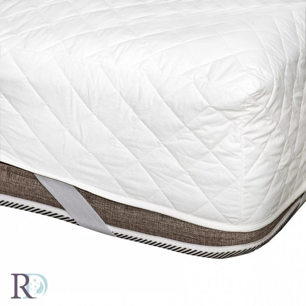 Protectie de saltea, cu bordura si elastic, 100 % bumbac, alb, Roxyma Dream