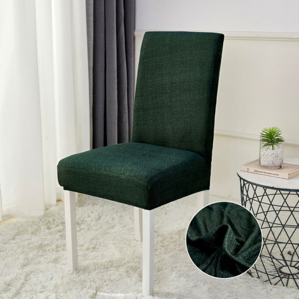 Set 6 huse elastice pentru scaun, poliester / spandex, verde inchis, HEJS-37