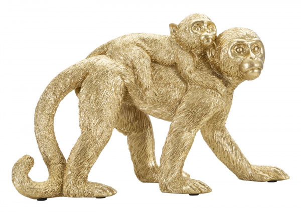 Statueta aurie din polirasina, 29,5 x 11,5 x 18,5 cm, Monkeys Mauro Ferreti