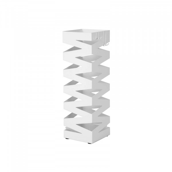 Suport umbrela cu decoratiuni, 15.5 x 15.5 x 49 cm, metal, alb, Songmics