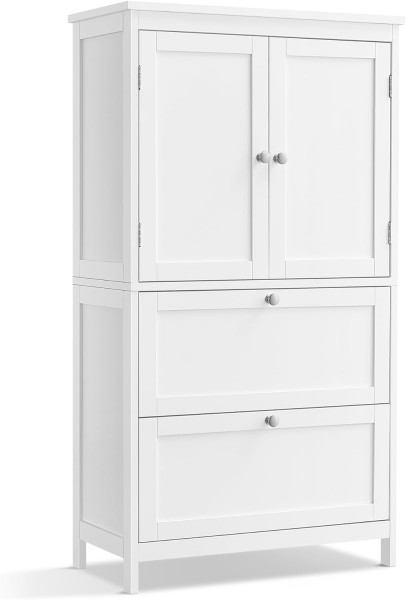 Dulap baie, 60 x 30 x 110 cm, MDF melaminat, alb, Vasagle