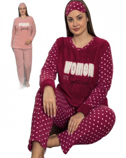 Pijama Dama, Cocolino, Grena/Alb, PFC-53