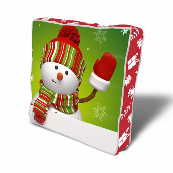 Perna decorativa Snowman w glove, Christmas, 43x43 cm, policoton, multicolor