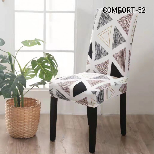 Set 6 huse elastice pentru scaune, spandex, cu elastic, alb / gri, HESS-66