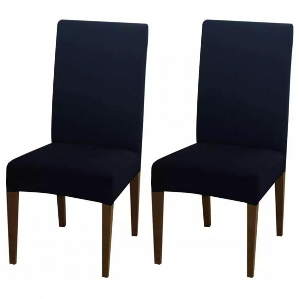 Set 2 huse elastice pentru scaune, spandex, cu elastic, 2 piese, gri inchis, HESS-34