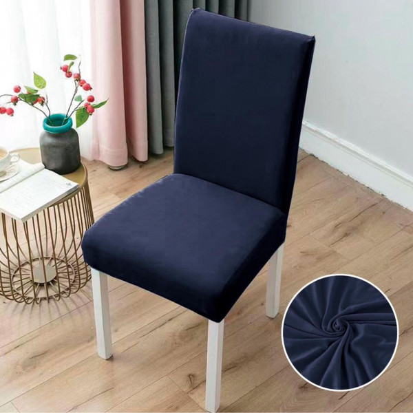 Set huse elastice scaun, uni, 6 piese, bleumarin, SC-10