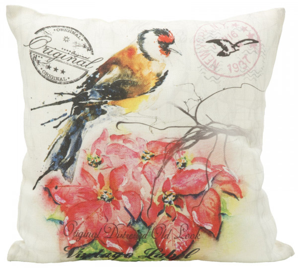 Husa multicolora din textil, 40 x 40 cm, Bird B Mauro Ferreti