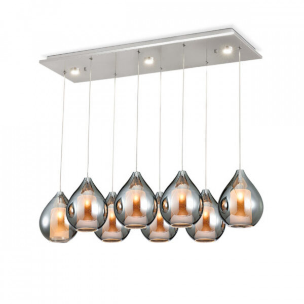 Lampa suspendata Drops 8, 8 x G9, Max 40W, crom, Kelektron