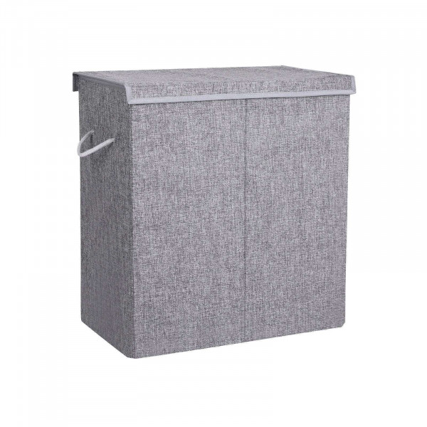 Cos de rufe, 60 x 36 x 66 cm, MDF / bumbac, gri, Songmics