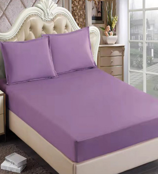 Husa de pat cu elastic si 2 fete de perna, lila, H300-01