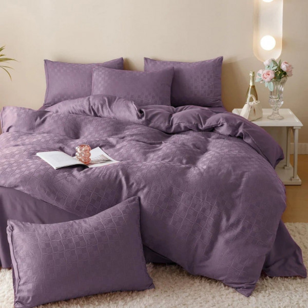 Lenjerie de pat, bumbac tip jacquard finetat, mov, Jo-Jo Home, 6 piese, JJ-13