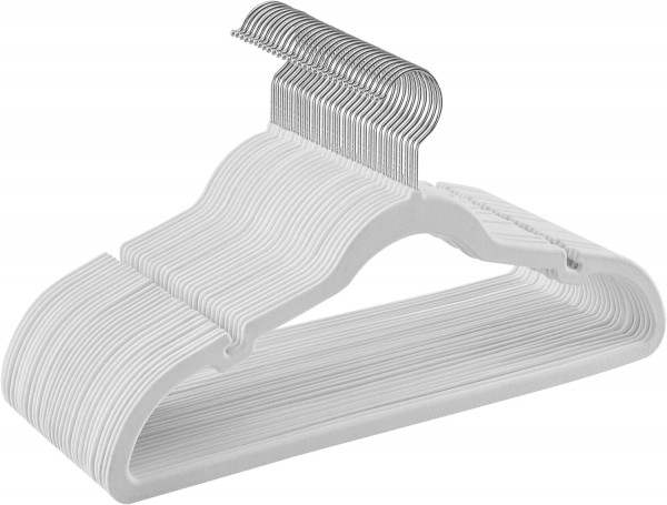 Set 30 de umerase, 43 x 22 x 0.6 cm, plastic / catifea, alb, Songmics