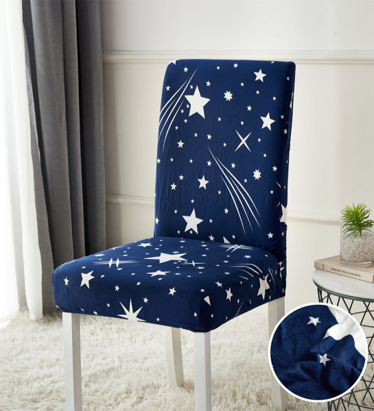 Set 6 huse elastice pentru scaun, poliester / spandex, bleumarin, HEJS-21