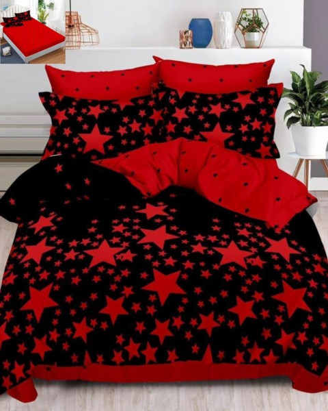 lenjerie de pat cu elastic culoare rosu / negru