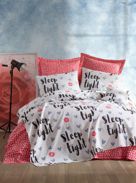 Cuvertura SleepTight, EnLora Home, 160x235 cm, bumbac, roz/alb