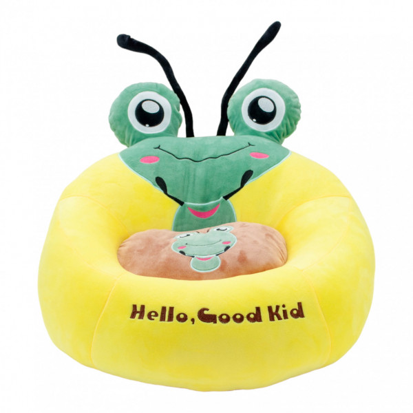 Fotoliu din plus pentru bebelusi cu spatar, broscuta, 50 cm, galben, FPS-145