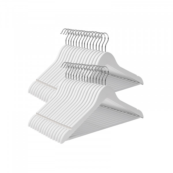 Set 30 Umerase Antialunecare, Lemn Solid / Metal, Alb, Vasagle, CRW031WT
