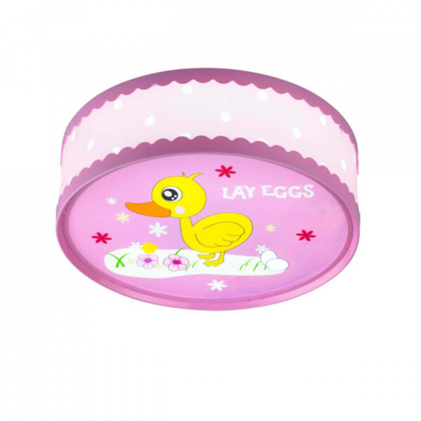 Детски плафон E27, 16w, Pink, Duck, Kelektron