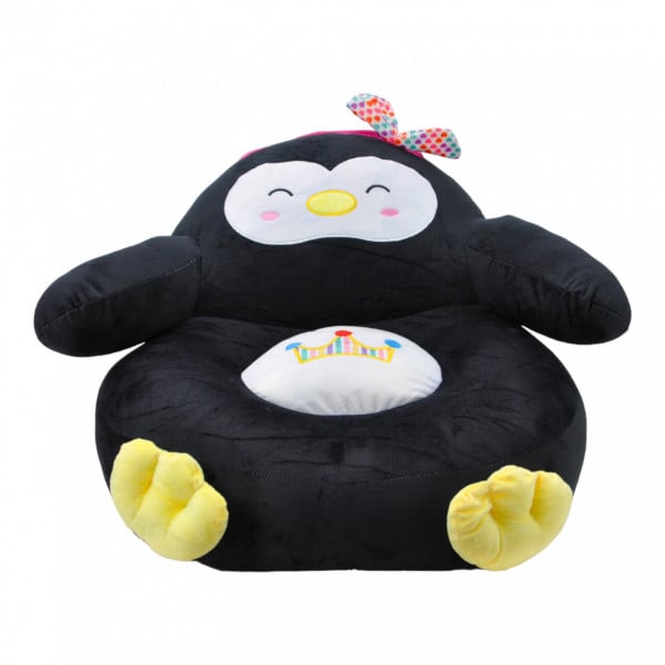 Fotoliu din plus pentru bebelusi cu spatar, pinguin, 50 cm, negru, FPS-151