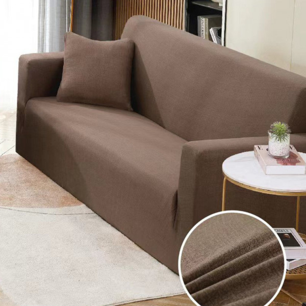 Husa elastica moderna pentru canapea 2 locuri, poliester / spandex, maro, HEJ2-49