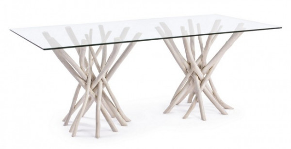 Masa dining pentru 8 persoane transparenta din sticla temperata, 200 cm, Sahel Bizzotto