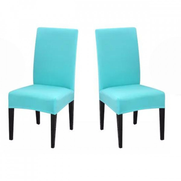 Set 2 huse elastice pentru scaune, spandex, cu elastic, 2 piese, turquoise, HESS-32