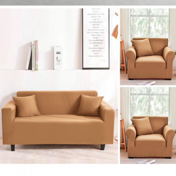 Set huse elastice, canapea 3 locuri + 2 fotolii, uni, cu brate, portocaliu, CFT-05