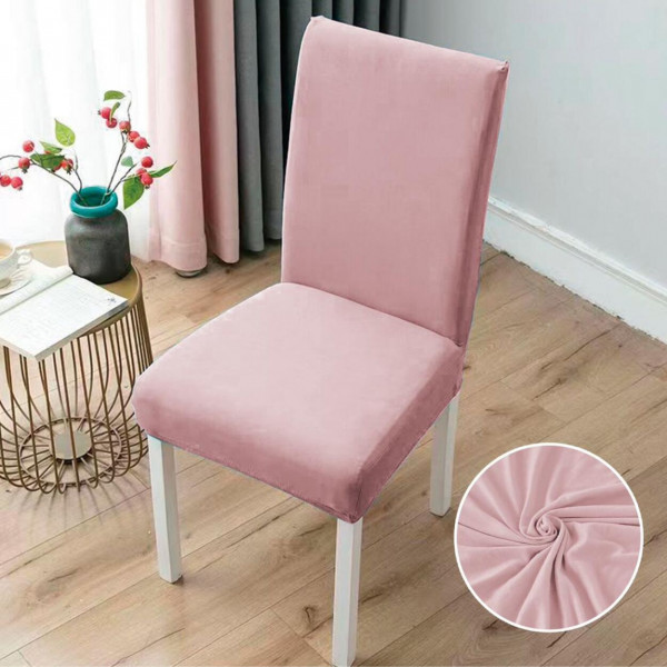 Set huse elastice scaun, uni, 6 piese, roz, SC-02