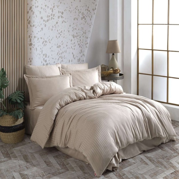 Луксозно спално бельо от Памучен сатен Deluxe, за двойно легло, Hobby Home, 6 части, HBS-26