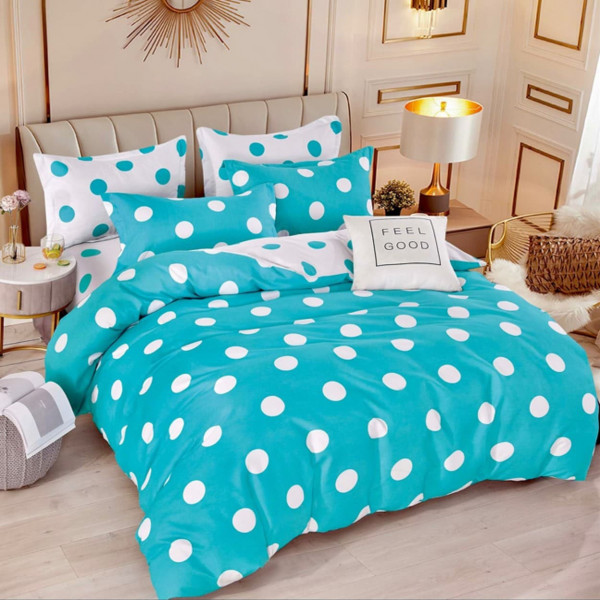 Lenjerie de pat 2 persoane, bumbac finet, turquoise, 6 piese, Jo-Jo Home, FNJ-390
