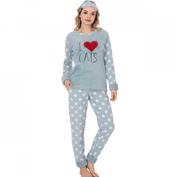 Pijama dama, cocolino, albastru deschis, PFC-111