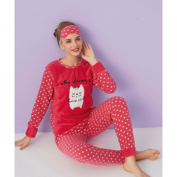 Pijama dama, cocolino, rosu, PFC-115