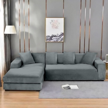 Husă elastică pentru colțar din catifea albastru petrol | Universală | Set 2 piese + 2 fețe de pernă | Johnny Home