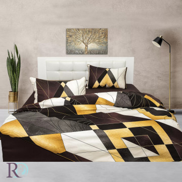 Lenjerie de pat Aliana, 100% bumbac satin, maro / negru, Roxyma Dream – fotografie de prezentare a produsului