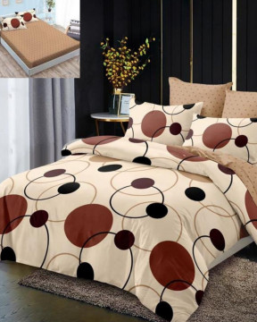 lenjerie de pat cu elastic culoare bej / maro