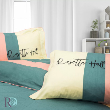 Lenjerie de pat Danica, 100% bumbac satin, crem / albastru, 4 piese, Roxyma Dream – prezentare vizuală a produsului