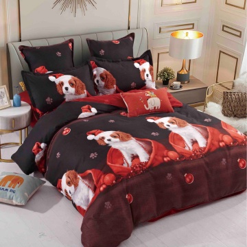 Lenjerie Finet 4 Piese | Model Cățel Moș Crăciun | Pat 1 Persoană | Jojo Home