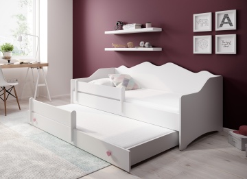 Pat copii ADRK EMKA II Pink White – 80x160 cm – cu somieră inclusă – Alb